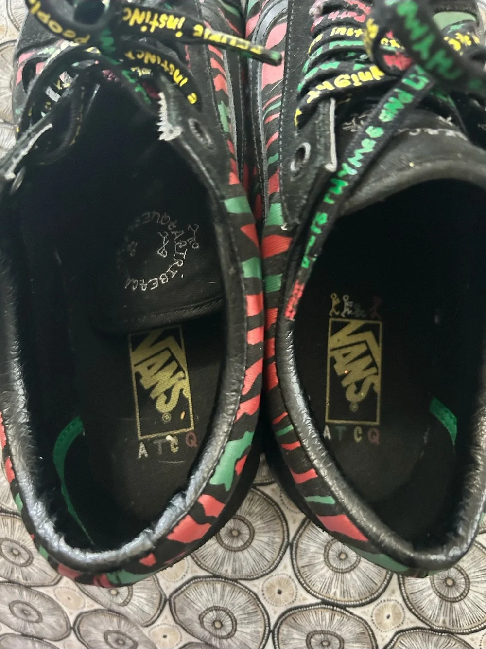 Vans Black Red and Green Graphic Lace-Up Sneakers